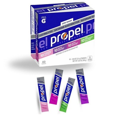 Propel Powder Zero Sugar Variety Pack 40 Count 10 Grape 10 Berry 10 Raspberry Lemonade 10 Kiwi Strawberry