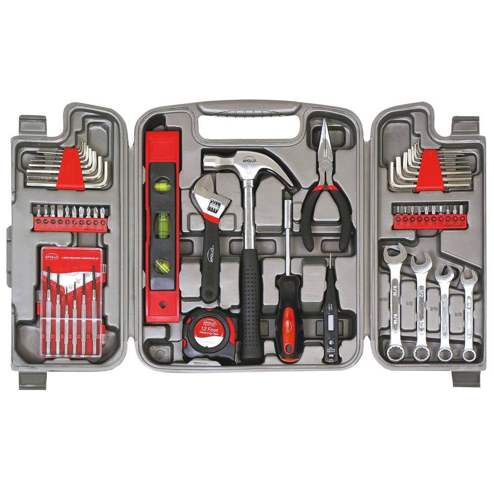 Apollo Tools 53pc DT9408 Household Tool Kit: Comfort-Grip, Interchangeable Bits, Steel & Rubber, Toolbox Kit