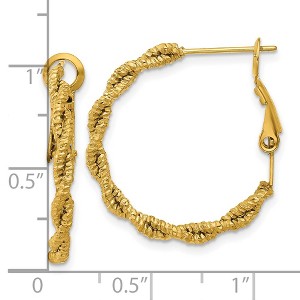 Chisel Stainless Steel Polished Textured Yellow IP-plated Omega Back Hoop Earrings - 1 of 4