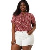 Agnes Orinda Women's Plus Size Self-tie Ruffle Pleated Floral Elegant Casual Blouses - 3 of 4