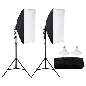 VEVOR Softbox Lighting Kit, 20" x 28", Professional Softbox with 30W 5500K Bulbs, Close to Natural Daylight, Adjustable Tripod Stand, Black - 1 of 4