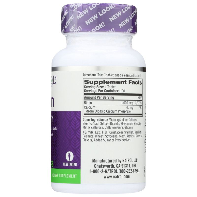Natrol Vitamin B Biotin 1,000 mcg Tablet 100ct, 2 of 4