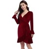 Women's V Neck Velvet Formal Elegant Evening Party Mini Dress - 3 of 4