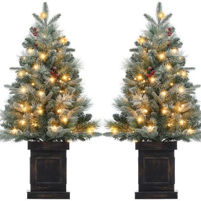3FT Pre-Lit Artificial Christmas Tree,Tabletop Christmas Tree with Pine Cones