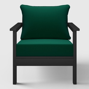 WestinTrends Avalon Black Outdoor Modern HDPE Patio Club Chair with Deep Seat Cushions - 1 of 4