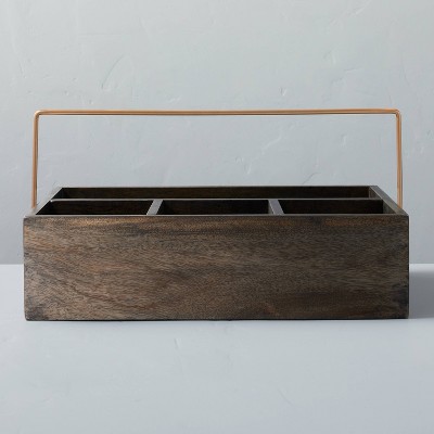 Wood Catchall Storage Caddy Faded Black Finish - Hearth & Hand™ with Magnolia