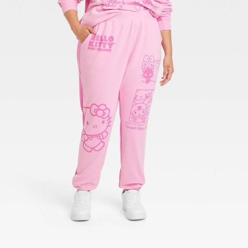 Women's Sanrio Hello Kitty Two-tone Graphic Jogger Pants - Pink 1x : Target
