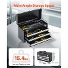 VEVOR Metal Tool Box, 20.5-inch, Portable Metal Tool Box with 3 Drawers, Small Tool Chest with EVA Liners, Ball Bearing Slide Drawers Locking, Black - 3 of 4