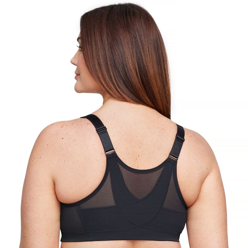 Glamorise Womens MagicLift Front-Closure Posture Back Wirefree Bra 1265 Black, 2 of 5