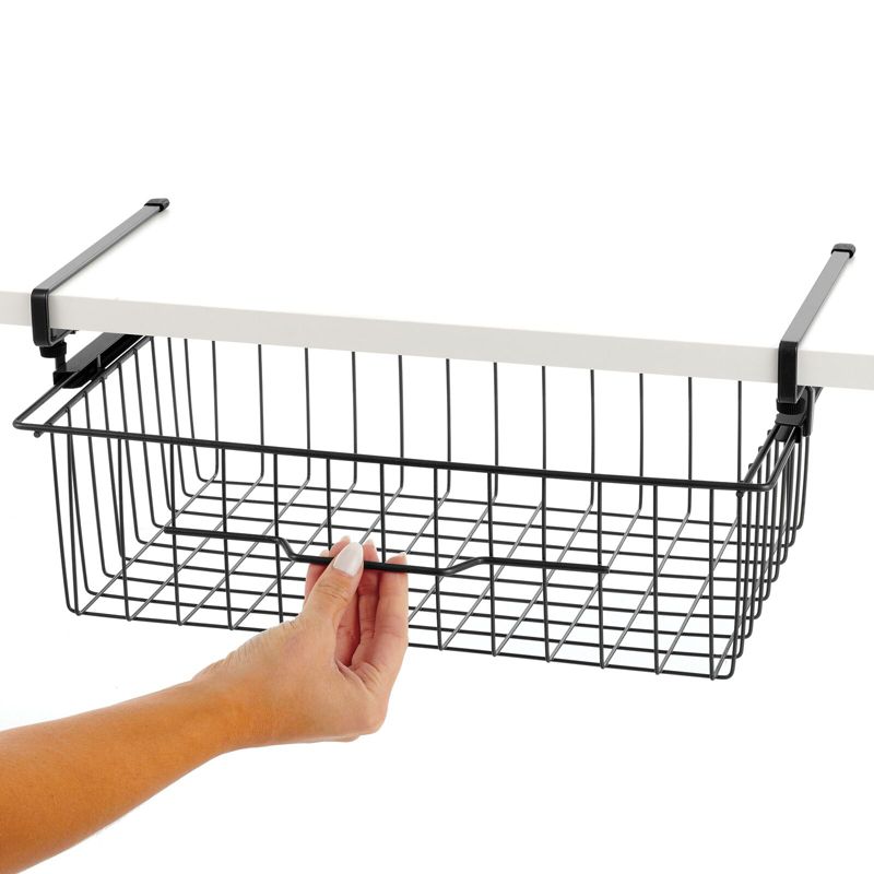 mDesign Large Wire Hanging Pullout Drawer Basket - Attaches to Shelving, 1 of 9