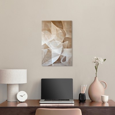Scattered Thoughts Beige and White Abstract Canvas Wall Art, 16" x 24"
