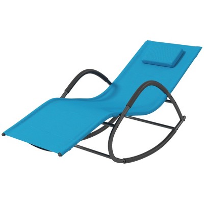 Light Blue Steel Zero Gravity Rocking Chaise Lounge Chair