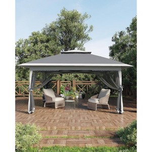 12x12 FT Gazebo Tent Outdoor Pop Up Canopy Tent with Netting, Adjustable Height Instant Gazebos for Patio Garden Backyard - 1 of 4
