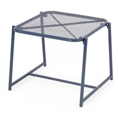 Modern Mesh Outdoor End Table, Rectangle Powder-Coated Metal Patio End Table for Outside Use, Patio Side Table -Christopher Knight Home
