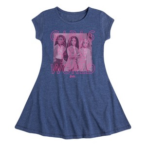 Girls' - Barbie - Girls Run The World Fit & Flair Cap Sleeve Dress - 1 of 2