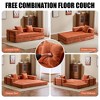 Chenille Floor Sofa Bed with Pillow and Armrests, Convertible Futon Couch for Small Spaces, Foldable Sofa Sleeper for Living Room or Bedroom-Koiai - 2 of 4