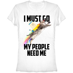 Juniors Womens Lost Gods My People Need Me Cat T-Shirt - 1 of 3