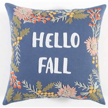 18"x18" 'Hello Fall' Square Throw Pillow Blue - Rizzy Home