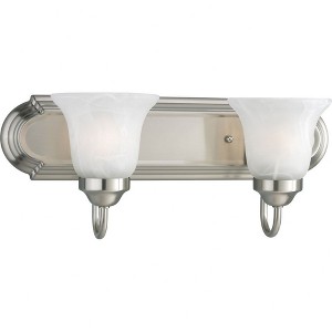 Progress Lighting Builder Collection 2-Light Wall Light in Brushed Nickel with Alabaster Glass Shade - 1 of 3