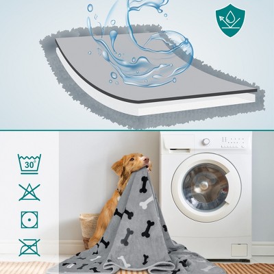 Small Gray Waterproof Sherpa Fleece Dog Blanket