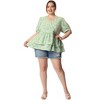 Agnes Orinda Women's Plus Size Floral V Neck Short Sleeve Layered Peplum Hem Casual Summer Blouses - 3 of 4