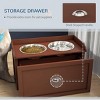 INFURNIC Pet Bowl Elevated Feeding Station with Storage Drawer Stainless Steel Bowls for Large Dogs, Brown, 23.5"*11.8"*14.3" - 3 of 4
