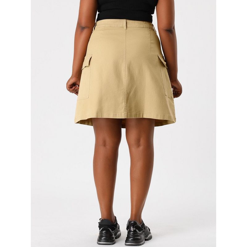 Agnes Orinda Women's Plus Size Skirt a Line Casual Above Knee Zipper Front Flare Skirts, 5 of 7