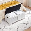 Storage Chest, Storage Trunk with Cushion Seat, 2 Safety Hinges, Storage Bench, Wooden Storage Organizer, Shoe Bench for Entryway, Living Room - 3 of 4
