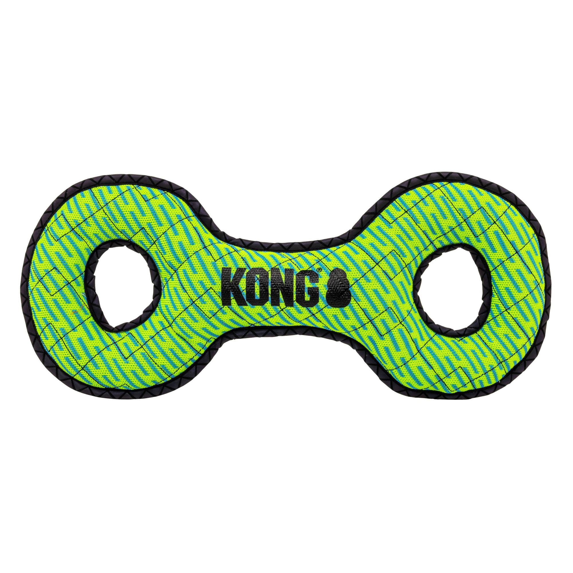 KONG 6.7" Armor Double Tug Plush Dog Toy - Green