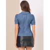 Allegra K Women's Chambray Peter Pan Collar Puff Sleeve Vintage Blouse - 3 of 4