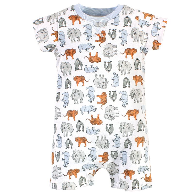 Touched by Nature Baby Organic Cotton Rompers 2pk, Endangered Elephant, 5 of 6