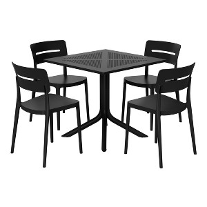 WestinTrends Playa Modern 5-Piece Resin Patio Dining Table Set with Stackable Patio Dining Chairs, Black - 1 of 4