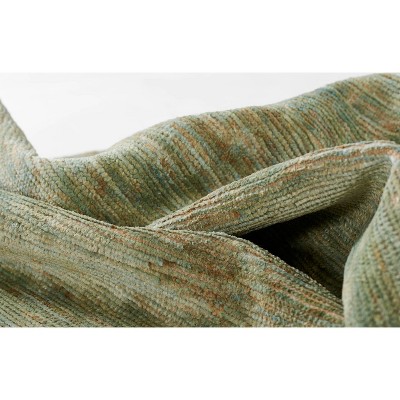 Etra Green Hand-Knotted Wool and Cotton Area Rug