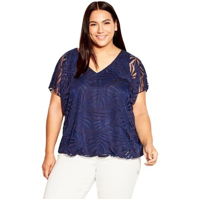 Avenue Women's Plus Size Elora Burnout Top