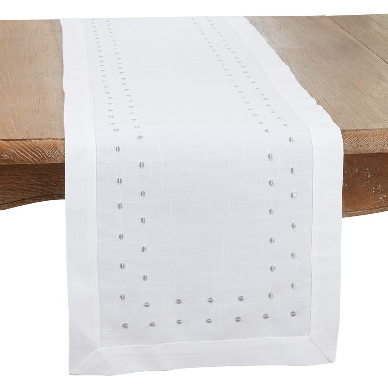 Saro Lifestyle Charming Polka Dot Table Runner with Classic Design, 1 of 4