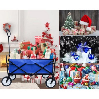 Blue Heavy-Duty Folding Utility Wagon Cart