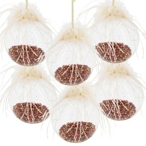 SEVOBAL Tree Ornaments 6PCS Set 3.9" Glass Christmas Ornaments Decorative Hanging Balls for Tree Party Decor Home Decorations, White, 3.9"*3.9"*3.9" - 1 of 4
