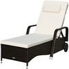 Costway Outdoor Chaise Lounge Chair Recliner Cushioned Patio Furniture Adjustable Wheels Brown - image 2 of 4