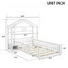 Twin Size House Bed, Solid Pine Wood Floor Bed Frame with Guardrails and Nightstand, No Box Spring Needed - Baofuwish - 4 of 4
