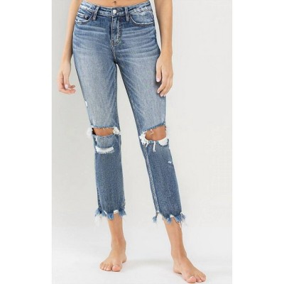 Women's Wo's Plus Size High Rise Slim Straight Record Setting Jean - LOVERVET