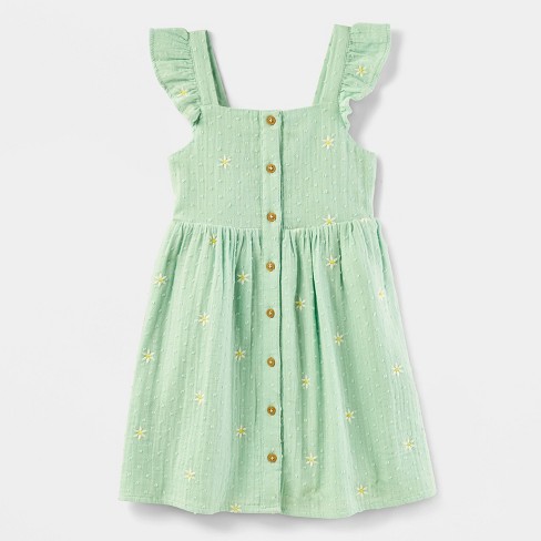 Toddler Girls' Adaptive Woven Floral Dress - Cat & Jack™ Pale Green - image 1 of 4