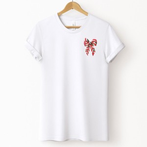 Christmas Bow Quilted Print - Women's Short Sleeve Graphic T-Shirt - 1 of 4