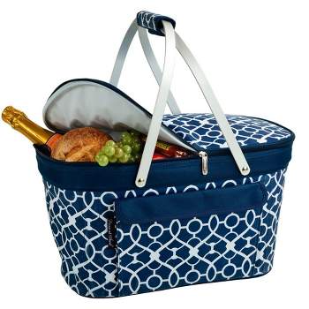 Picnic at Ascot Large Family Size Insulated Folding Collapsible Picnic Basket Cooler with Sewn in Frame