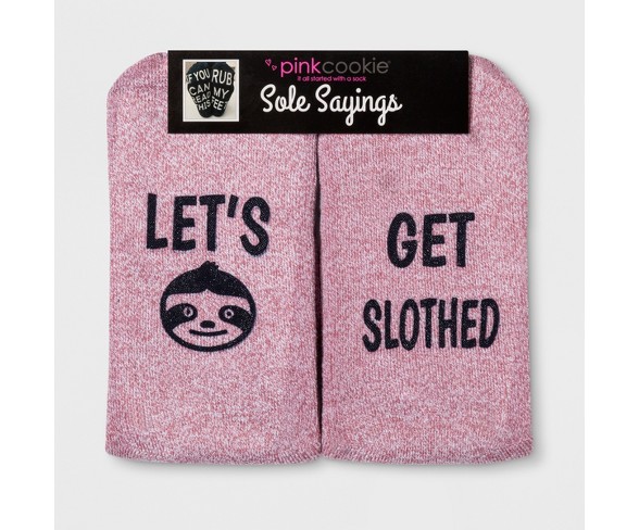 Women's "Lets Get Slothed" Terry Socks - Pink One Size