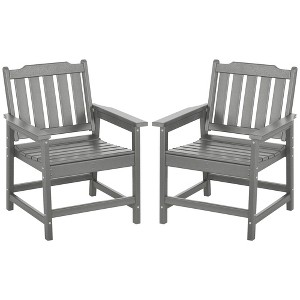 Outsunny All-Weather Patio Chair, HDPE Patio Dining Chair, Heavy Duty Wood-Like Outdoor Furniture - 1 of 4