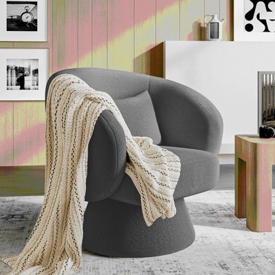 MAYEERTY Swivel Accent Chair, Modern Upholstered Barrel Chair with 360?? Swivel¡§C Beige