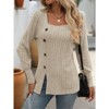Coolmee Women's Tops Casual Long Sleeve Square Neck Buttons Front Slit Loose Sweater - 2 of 4