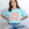 Simply Sage Market Women's Pink Four Square Smiley Faces Short Sleeve Garment Dyed Tee - 2 of 2