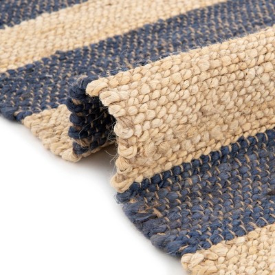 Hand-Braided Jute and Cotton Navy Ivory 4x6 Area Rug