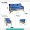 XIZZI 5 Pieces Wicker Furniture, Outside Conversation Set, 3-Seat Sofa with Cushion, High Back Rattan Chairs and Ottomans for Garden Backyard - 4 of 4